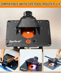 Dust Collection System For Router Lift With Clear Acrylic Top And LED Light installed on router lift