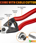 Kickass Marine Grade T316 Stainless Steel Wire Rope Cable with cable cutter, sharp blades, rubber grips for easy use.