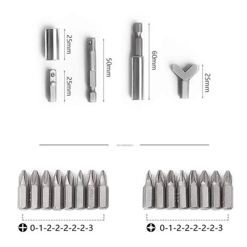 Ultimate 100-Piece Precision Screwdriver Bit Kit With Torx Phillips Hex And Tri-Wing Security Bits For Tough Auto Repairs Home Hacks And Serious DIY Work Using Heavy Chrome Vanadium Steel For Zero Wear, assorted 25-60mm bits