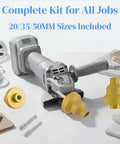 Diamond Step Drill Bit Set With M10 Thread, 20mm 35mm 50mm Three Stage Hole Opener For Tile Concrete Marble Granite Stone shown on angle grinder