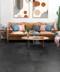 Living room with Retro Peel And Stick Floor Tiles 16 Pack 12x12 Inch Vinyl Concrete Gray Waterproof Floor Tiles installed