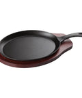 Two Piece Cast Iron Fajita Server Set For Sizzling Cookouts Black And Brown Finish Medium Size Durable Kitchen Serving Trays