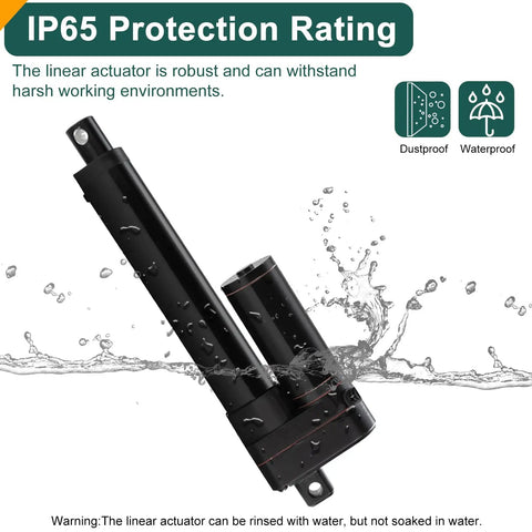 Beefy 40 Inch Stroke 12V Heavy Duty Linear Actuator Electric Actuator With 440 Lbs Load IP65 Waterproof shown in wet conditions