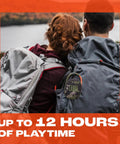 Two people hiking with Clip 5 Dope Ultra Portable Bluetooth Speaker with Pro Sound attached to backpack