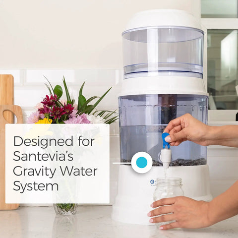 Person using Mineral Stones Replacement for Gravity Water System, Adds Calcium Magnesium Phosphorus Potassium for mineral rich water