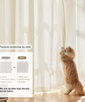 Beige Semi Sheer Privacy Curtains for Living Room and Bedroom, 96 Inch Length Two Panels, cat near curtain, sunlight filtering