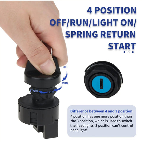 Ignition Key Switch For ATV Ranger RZR Scrambler Sportsman 550 500 570 800 900 4x4 Replacement OEM 4012166 4011142 shown in hand