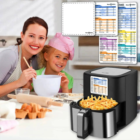 Magnetic Cheat Sheet For Air Fryer Fans With 100 Plus Cooking Times, Large Clear Font, Waterproof Durable 3 Piece Set on air fryer