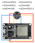 Diagram of 5 Pack INMP441 Omnidirectional MEMS Microphone Module Plug And Play With I2S Digital Interface connected to ESP32.