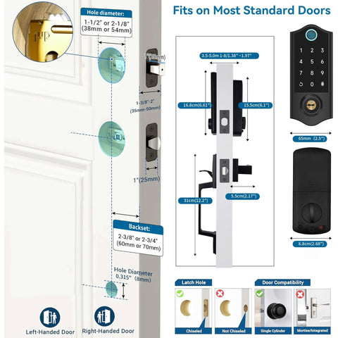 No Sweat Smart Fingerprint Door Lock With Handle Set App Control Keyless Entry Deadbolt For Front Door Mobile Access Touchless Auto Lock Rock Solid Protective Shield
