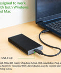 Blazing Fast Portable Nvme Usb4 Type C External Ssd Drive With Rock Solid Aluminum Enclosure and USB-C connection to laptop.