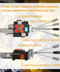 JAHEZYAN 2-spool hydraulic control valve with float, front view; black body with red port caps.