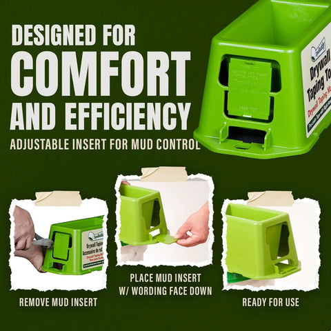 TapeBuddy Drywall Taping Tool For Faster Mud Application, DIYers Friendly Tape Dispenser with adjustable mud insert