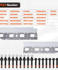 Premium Heavy Duty Exhaust Manifold Gasket Kit With Studs Bolts And Nuts For Dodge Ram Challenger Charger Durango 5 7 Hemi 2009 To 2020 Straight Swap No Headache Install with part numbers.