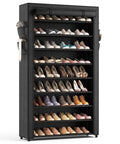 Knock Out Closet Chaos With This 10 Tier Tall Shoe Rack Featuring Dustproof Covers That Stores 40 Pairs Of Sneakers And Boots In One Sleek Vertical Organizer.