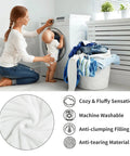 Woman and child with laundry next to All Season Flannel Throw Blanket 60x50 Inches Lightweight Cozy Throw For Sofa And Bed