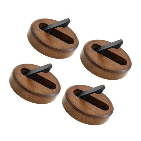 Swanky Black Walnut Wall Mounted Hooks For Folding Storage Game Changer For Small Spaces Modern Wood Coat Hangers for entryway, set of four.