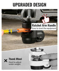 Heavy Duty Retractable Leveling Casters Set Of 4 Dual Stem Sizes And Ratchet Handle showing ratchet arm handle for easy leveling.