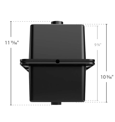 Top view of Badass Vented RV And Marine Battery Box Fits Group 24 Battery with measurements showing 11 11/16" height.