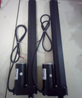 Built Tough Electric Linear Actuator With Solid Brake 350 Mm Stroke 3500 N Push Pull Force Straight Forward DC 12V To 48V Lift Motor overhead view of two black linear actuators with wires