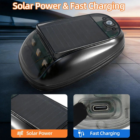 Wireless Solar Cab Lights For Truck Easy Install No Drill Roof Marker RGB LEDs In 8 Colors, featuring solar power and Type-C charging.