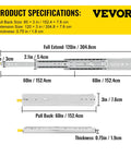 Beefy Heavy Duty Drawer Slides 60 Inch 500 Lb Capacity Full Extension Side Mount Ball Bearing Rails With Dual Lock dimensions