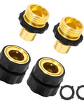 Aluminum Garden Hose Quick Connect Fittings 4 Piece Set Three Quarter Inch No Leak Quick Connectors Includes 2 Male And 2 Female For Fast Tool Free Hose Hookups