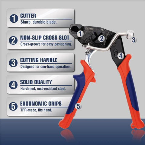 Features of One-Handed Stainless Zip Tie Gun Kit With 100 11.8 Inch Metal Cable Ties And Release Tool WCT-319 displayed.