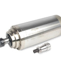 Beefy 3KW Water Cooled CNC Spindle Motor 220V 24000 RPM ER20 4 Bearings 100mm Housing with attachment on white backdrop.
