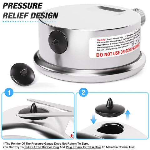 Liquid Filled Pressure Gauge, Stainless Steel 316 Joint, 1/4 NPT, Pressure Relief Design Feature, Tough As Nails