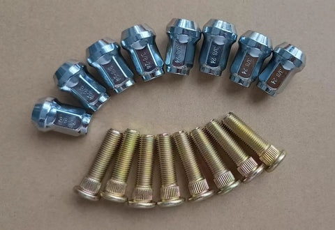 Beefy Wheel Stud And Nut Kit Replacement For Polaris ATV And UTV Front And Rear 8pcs 3/8-24 Threads, studs, and nuts
