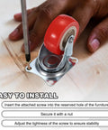 2-Inch Swivel Caster Wheels Pack With PVC Quiet Rolling Surfaces 360 Degree Plate Casters 77 Lb Capacity Per Wheel shown being installed