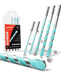 EZARC Masonry Drill Bit Set, 5 pcs with turquoise-coated carbide tips and hex shanks in a clear case