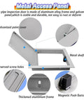 Heavy Duty Drywall Access Panel 4X6 Inch Ceiling Hatch Seamless Steel Build No Sweat Installation Inspection Door For Handyman Maintenance And Home Repairs showing metal shaft, galvanized paint, and aluminum frame details.