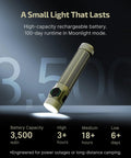 Tiny But Mighty Pocket Light Baton Ultra EDC Flashlight 1800 Lumen with 3500 mAh battery capacity in olive green