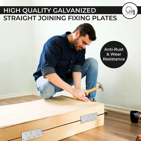Professional Grade Galvanized Steel Flat Joining Nail Plates For Timber Framing Rock Solid Connectors No Sweat Setup Kickass Strength Perforated Metal Brackets 10 Pack