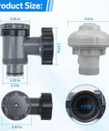 Easy To Install Pool Plunger Valve With 12355 Inlet Air Nozzle Kit For Above Ground Pools And Pool Pumps, size diagram