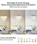 Modern 3 Tier Crystal Chandelier Mini Chandelier Flush Mount Ceiling Light Fixture with dimmable color settings, chrome finish.