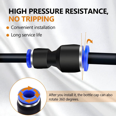 Push To Connect Reducer Fittings Kit, 20 Piece Air Hose Quick Connect Set with 1/4 OD x 3/8, 5/16, 1/8 OD Sizes, high pressure resistance