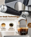 Espresso Machine With 20 Bar Pressure, Touchscreen Interface, Milk Frother And Hot Water, Stainless Steel Coffee Maker