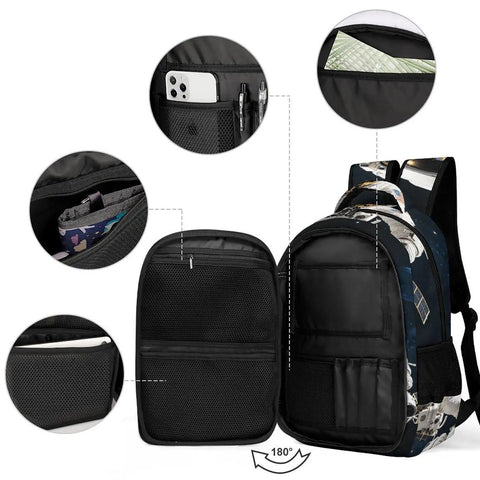 Interior compartments of Space Satellite Print Unisex Backpack With Large Capacity Durable Polyester Build Breathable Easy To Clean