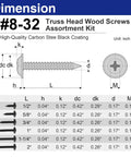 Dimensions of Top Notch Black Truss Head Wood Screws Assortment, 170 Piece Self Tapping Carbon Steel Kit.