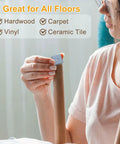 Person installing Four Pack Blue Square Furniture Slider Pads Two By Two Inch Screw On Floor Glides For Carpet Hardwood Floors.
