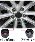 Wheel Center Caps And Lug Nut Covers Kit For Audi With Tire Screw Caps Anti Theft Bolts 24Pcs Plus Disassembly Tool For A1 A3 A4 A5 A6 A7 A8 Q2 Q3 Q5 Q7 S5 TT No Fuss Rust Resistant Protection For All Audi Models image showing anti-theft and ordinary nut sizes