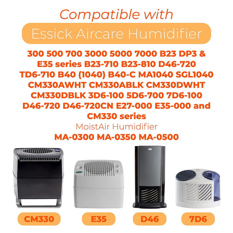 Image of compatible humidifiers for Must Have 1040 Replacement Wick Filter For Essick Aircare Humidifiers Fits B40 B40-C 3D6-100 5D6-700.