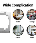 Galvanized Metal Outlet Spacers 2 Pack Flush Fit Device Leveling Plates for various settings like hotel, garage, office, and home.
