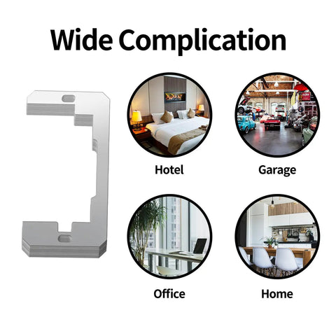 Galvanized Metal Outlet Spacers 2 Pack Flush Fit Device Leveling Plates for various settings like hotel, garage, office, and home.