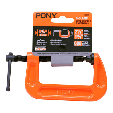 2-1/2 Inch C Clamp Heavy Duty For Woodworking And DIY Projects, 600 Pound Load Capacity, 2 Inch Opening, 1-3/8 Inch Throat