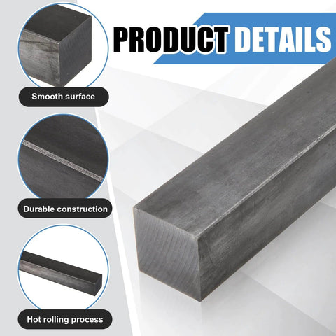 One Piece 2 Inch By 2 Inch By 12 Inch Square Steel Bar A36 Low Carbon Mild Steel Hot Rolled Keystock For DIY Projects