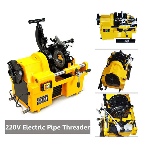 Job Site Ready Electric Pipe Threader Machine With 220V 750W Motor And 1/2 To 2 Inch NPT Dies Self Oiling System shown in detail.